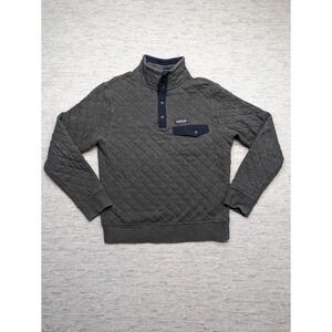 PATAGONIA‎ Quilted Pullover Snap-T Pullover Sweatshirt Gray Small Organic Cotton